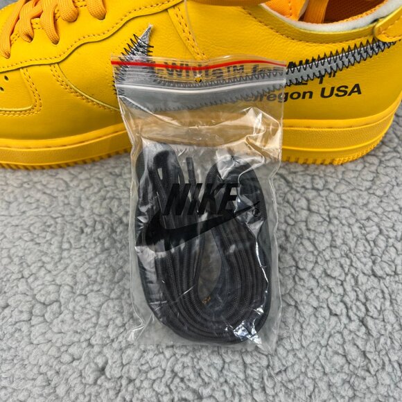 Nike Off White Air Force 1 Low Men 9 Shoes University Gold Lemonade ICA Yellow 1 - Picture 10 of 14